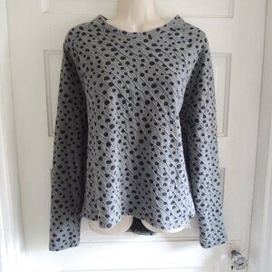 Chalet et Ceci Gray & Black Polka Dot Lagenlook Top S *Runs L*